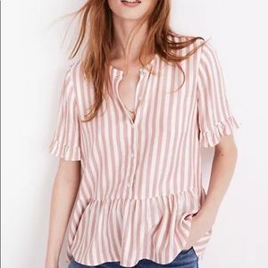 Madewell Ruffle-Hem Top In Cecilia Stripe